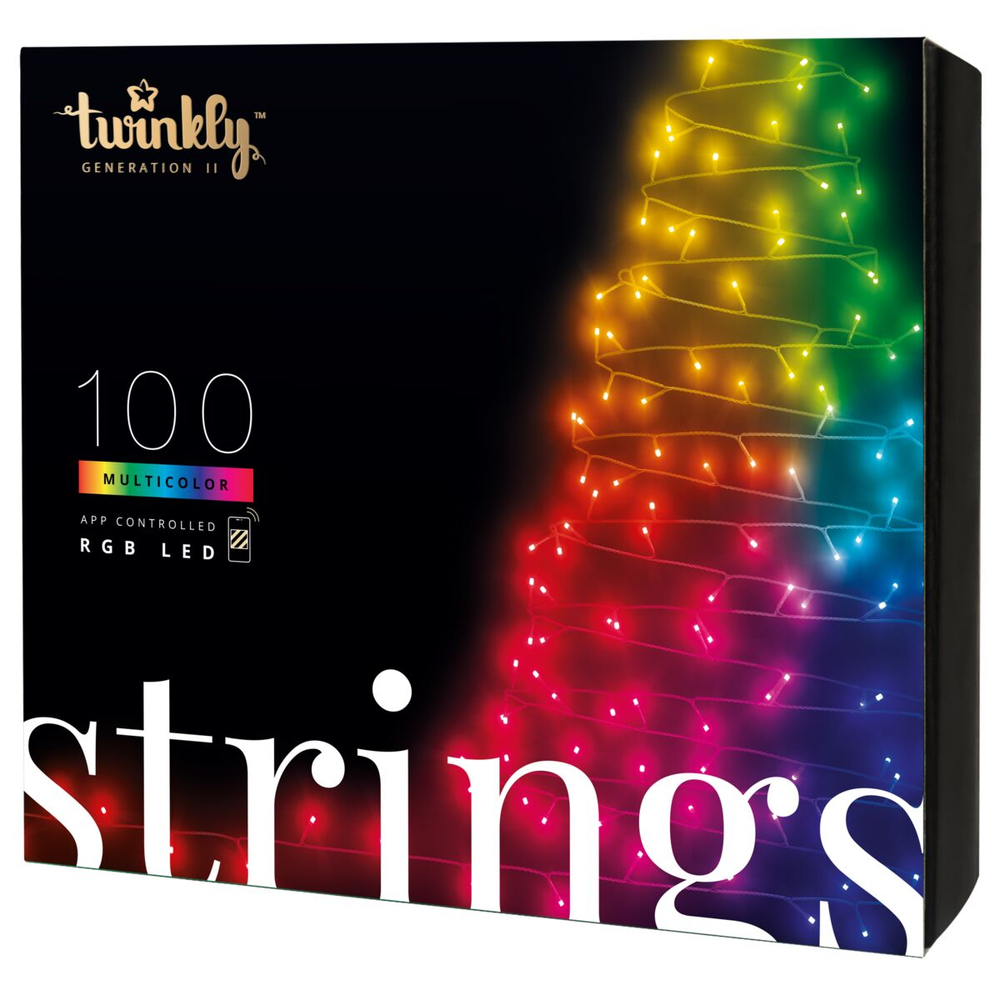 Гирлянда LED Twinkly Strings (Multicolor edition) - 100 шт. (8 м) RGB + BT + Wi-Fi (TWS100STP-BEU) Generation II (чёрный провод)