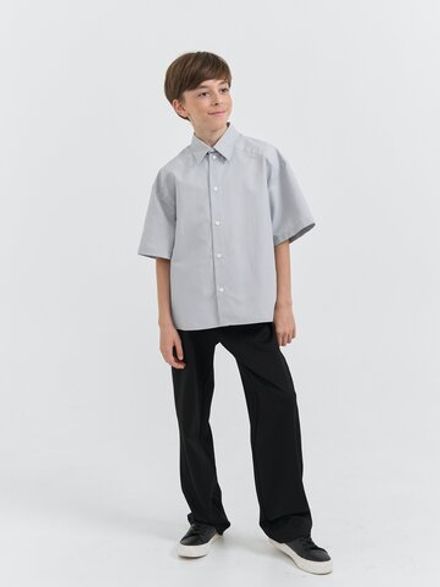 Рубашка оверсайз с коротким рукавом "Серая" 7+