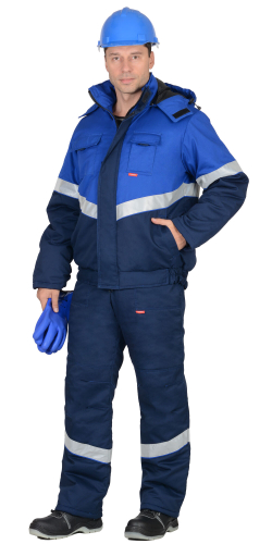 Костюм НАВИГАТОР (куртка, п/к) т.синий с васильком СОП тк. Орион