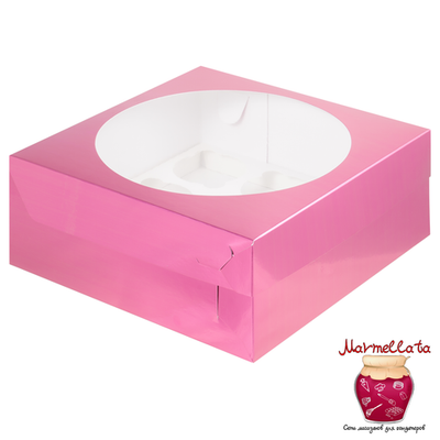 Упаковка для капкейков ФУКСИЯ с ОКНОМ (9 ячеек)