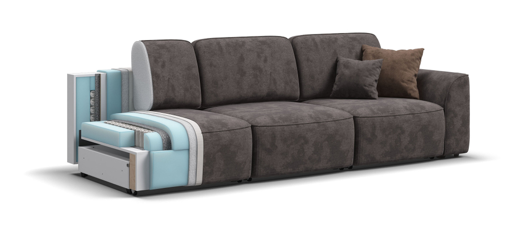 Диван KING MODOOL MAX Велюр Alkantara серый