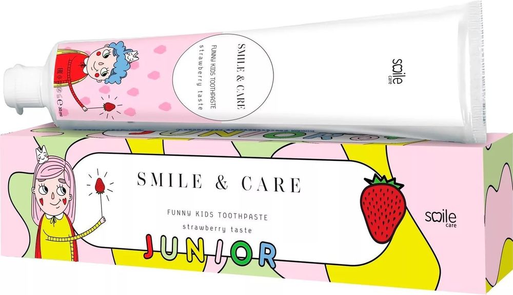 Зубная паста детская клубника SMILE &amp; CARE JUNIOR Strawberry, 30 ml