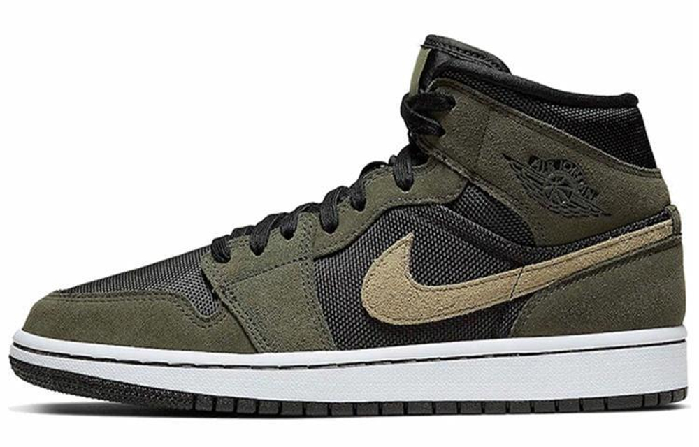 Кроссовки Jordan Air Jordan 1 Mid Olive Green (Женская размерная сетка)
