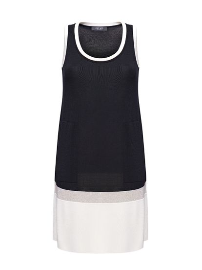 Женское платье с контрастной отделкой из шелка и вискозы - фото 1