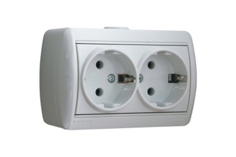 Розетка 2 местная LEZARD Ната белая с/з керамика