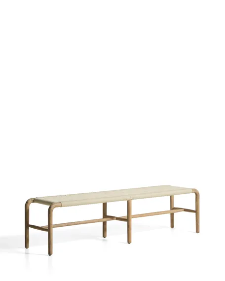 Скамейка Alipa из массива акации и веревки кремового цвета