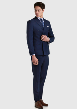 Мужской двубортный костюм (синий) А94