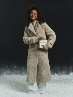 Шуба женская чебурашка тедди, бежевая, SilverFox