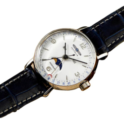 ZEPPELIN Hindenburg Collection Quartz Movement Unisex Watch White Dial Stainless Steel Case Leather Strap