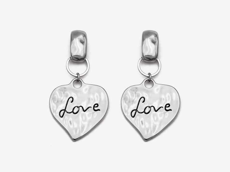 Серьги Сердце мятый металл