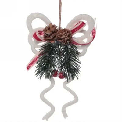 Подвеска елочная БЛЕСК «Бантик» 14*8,5 см, Белый