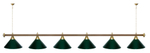 Лампа STARTBILLIARDS 6 пл. (плафоны зеленые,штанга золотая,фурнитура золото)