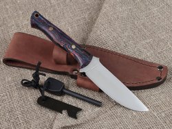 Нож для бушкрафта "Форест", сталь VG-10/Elmax, рукоять микарта (фиолетовая)
