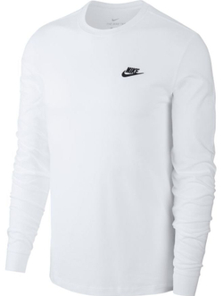 Мужская теннисная футболка теннисная Nike Sportswear Club Tee LS - белый