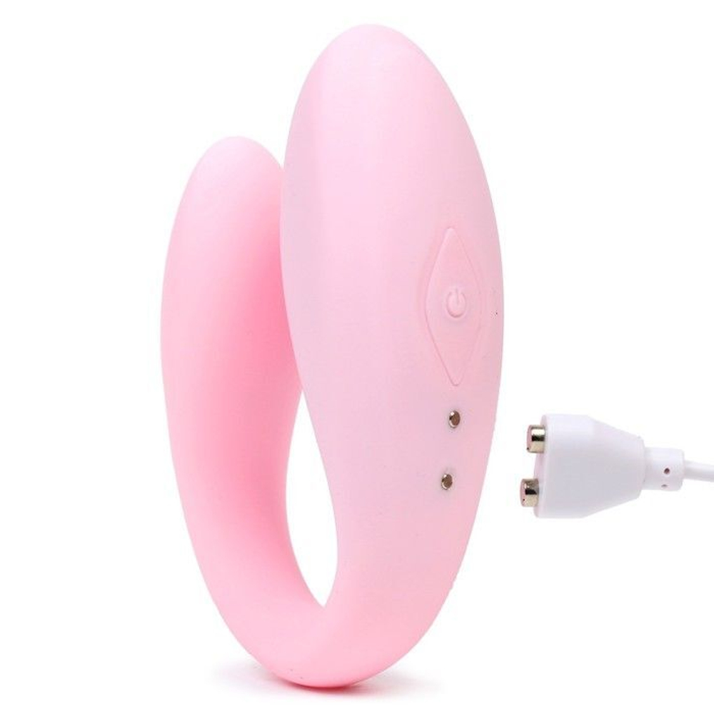 Нежно-розовый вибратор для пар с пультом ДУ (Цвет: нежно-розовый)