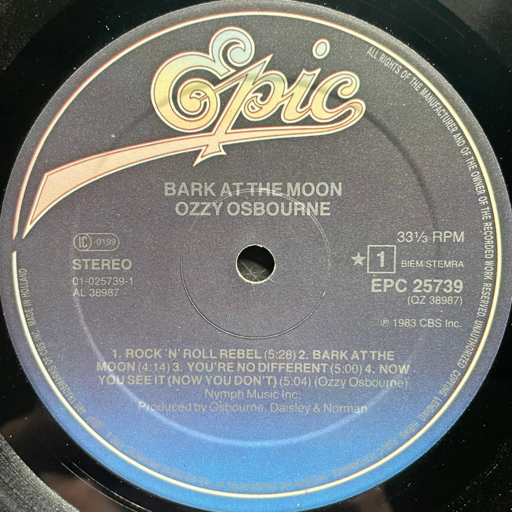 Ozzy Osbourne - Bark At The Moon (Голландия 1983г.)