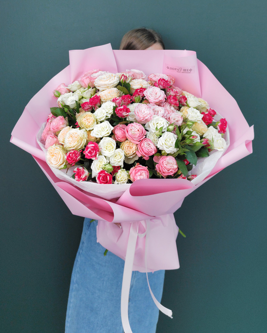 Букет роза кустовая микс,25 веток(00298)