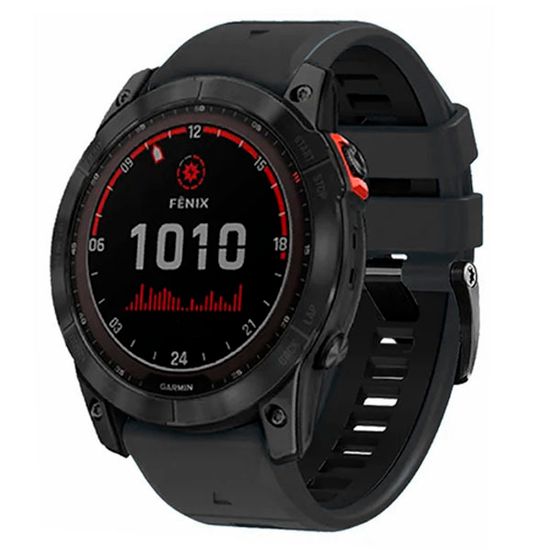 Ремешок двухцветный QuickFit 26 мм для Garmin Fenix 7x/6x/5x/5x plus/3, Descent, Tactix, Enduro, D2, Instinct 2X силиконовый (Черный)