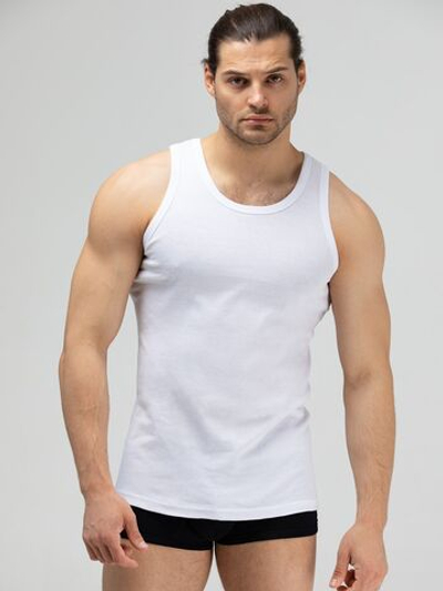 Уютная мужская майка в мелкий рубчик (Размер: XL) (Цвет: белый)