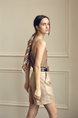 Топ Caramel Beige из шелка