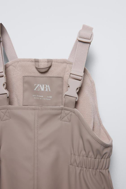 ZARA ПРОРЕЗИНЕННЫЙ КОМБИНЕЗОН WATER RESISTANT, СЕРОВАТО-КОРИЧНЕВЫЙ