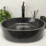 Каменная раковина из мрамора Oval Black Tin Lip MO-01369 (52*38*14)