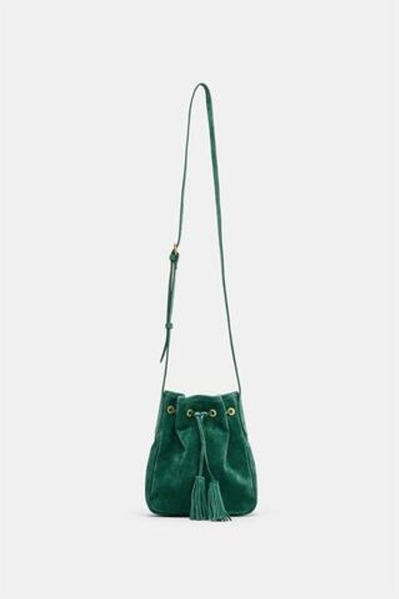 ZARA МИНИ-СУМКА ИЗ СЖАТОЙ КОЖИ, ЗЕЛЕНЫЙ