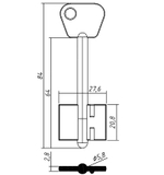 Заготовка сувальдного ключа БОГАТЫРЬ-5 (84/64x20.8х27.6х2.8)(5.8) БОГАТЫРЬ РФ BGT5D 15804