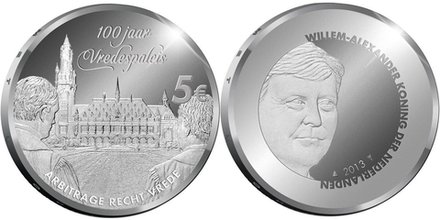 Нидерланды 5 евро, 2013 100 лет Дворцу мира aUNC