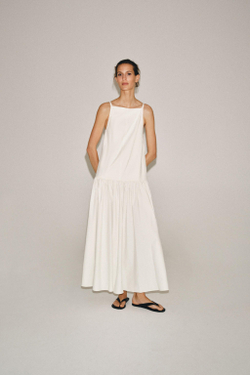 ZARA ПЛАТЬЕ СО СКЛАДКАМИ — ZW COLLECTION, БЕЛЫЙ
