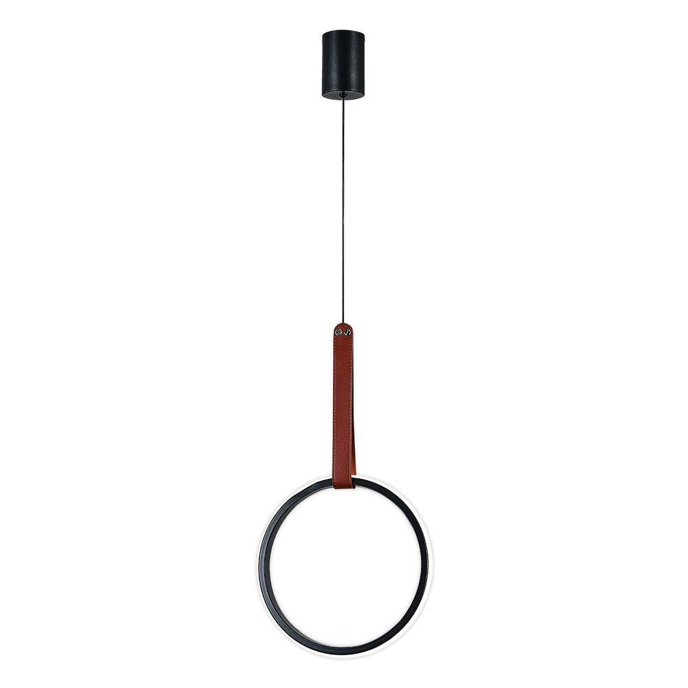 Подвесной светодиодный светильник 30Вт, 815лм, 3000/4000/6000K, Ra>80, кожа/металл/силикон, черный