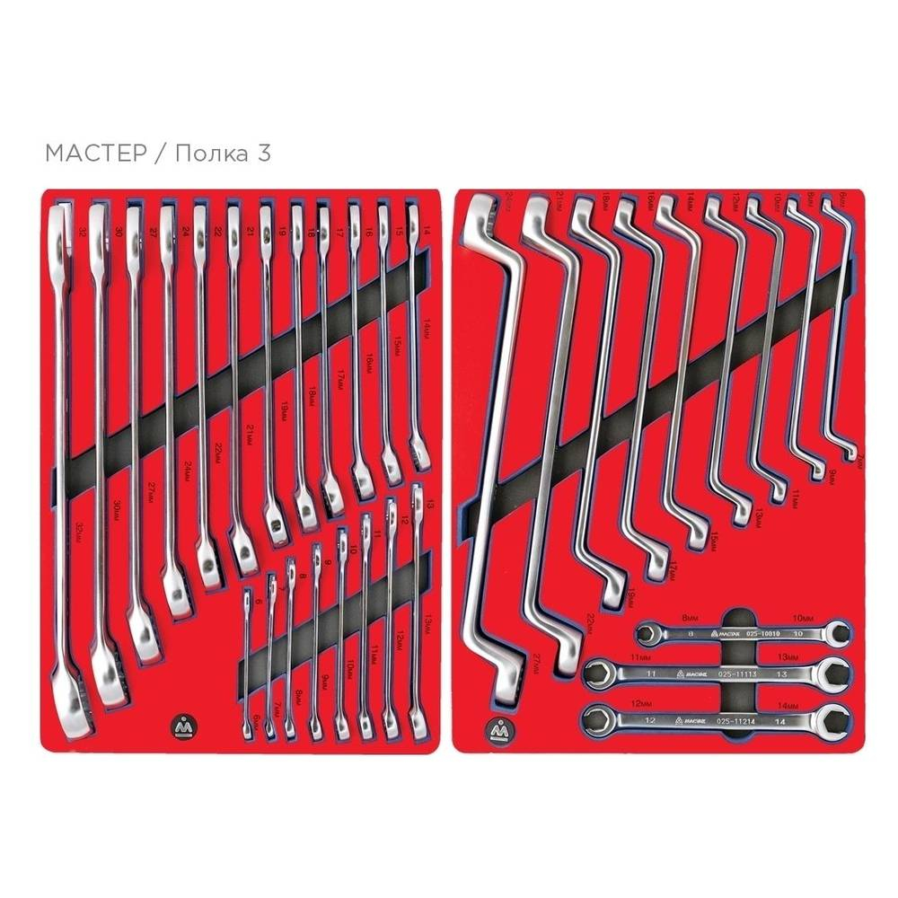 Набор инструментов "МАСТЕР" в серой тележке, 205 предметов МАСТАК 52-06205G