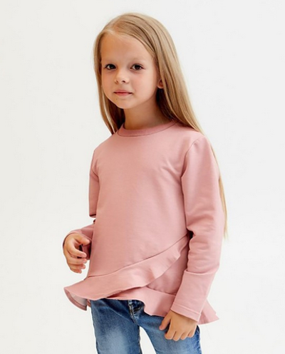 Свитшот для/дев. с воланом KAFTAN "Basic line", р.122-128, розовый