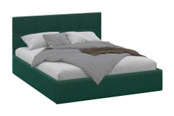 Кровать Лондон, спальное место 160х200, обивка велюр зеленый, лдсп