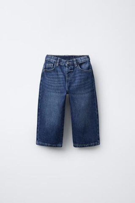 ZARA ДЖИНСЫ STRAIGHT С ЗАПЛАТАМИ, ЗВЕЗДАМИ И АНИМАЛИСТИЧЕСКИМ ПРИНТОМ, ВЫЦВЕТШИЙ СИНИЙ