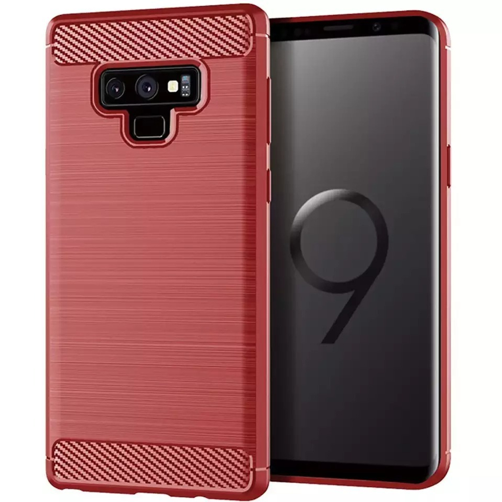 Мягкий гибкий чехол красного цвета для Samsung Galaxy Note 9, серия Carbon от Caseport