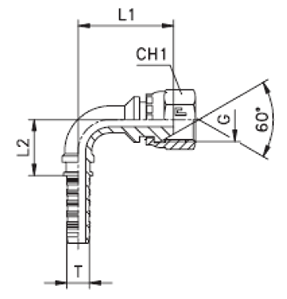 Фитинг DN 12 BSP (Г) 1/2 (90)