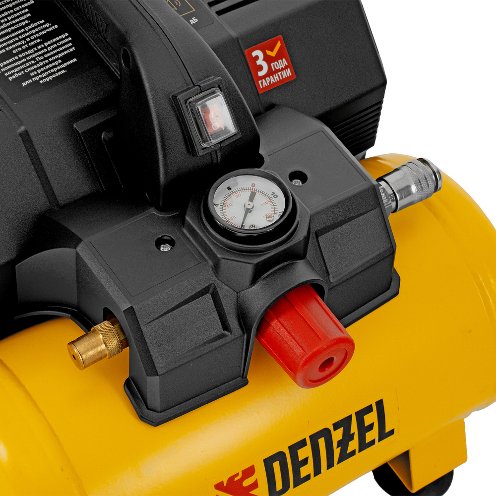 Компрессор  DLS750/6 безмасляный малошумный 750 Вт, 140 л/мин,ресивер 6 л Denzel