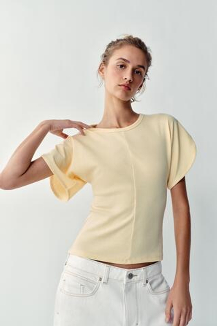 ZARA ФУТБОЛКА С РУКАВАМИ КИМОНО, ЖЕЛТЫЙ
