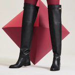 HERMES Over the knee Boots Women"s Black