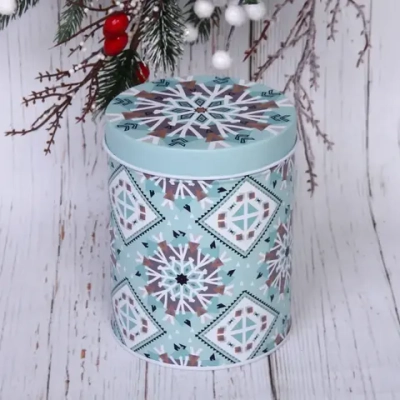 Банка жестяная «Снежинка» 1000мл 10,7*13,8см