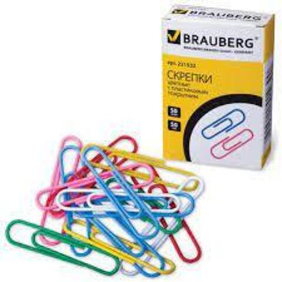 Скрепки Брауберг 50мм цветные 50шт 221533