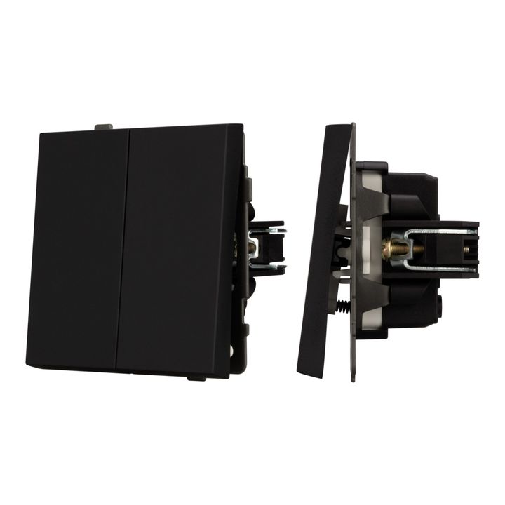 Механизм выключателя двухклавишный непроходной SWT-TENDO-MK02-SFPL-BK (230V, 10A) Arlight 054544