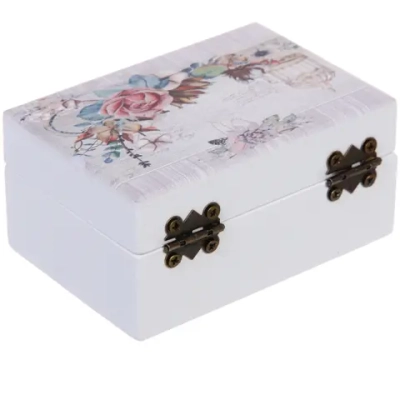 Шкатулка деревянная с зеркалом «МАРЦИПАН», нежные лепестки роз, 9.5*6.5*5см (в коробке)