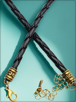 Шнурок, гайтан плетённый с подкулонником, длина 50см. ПУ кожа.