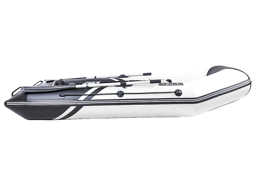 Броня-280 СК слань+киль белый-черный (лодка ПВХ под мотор с усилением)