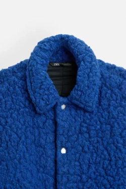 ZARA КУРТКА ИЗ ИСКУССТВЕННОЙ ОВЧИНЫ, ЯРКО-СИНИЙ