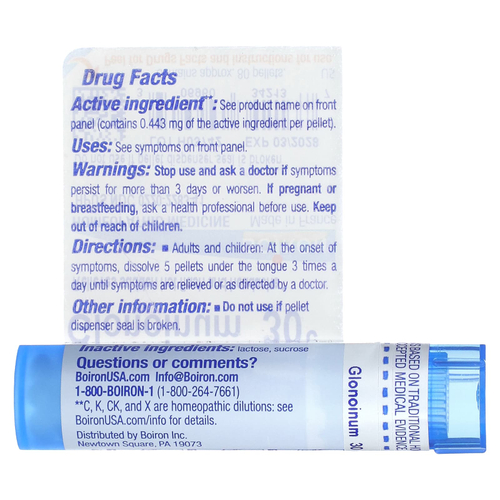 Boiron, Glonoinum, 30C, для менопаузы, прибл. 80 гранул