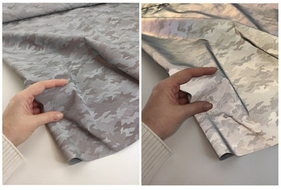 СЕРЫЙ КМФ - Ткань Курточная Светоотражающая УЦЕНКА!