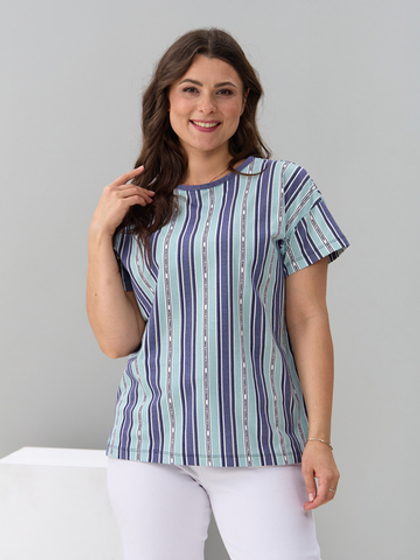 Футболка Фк-127/индиго-полоскабуквы